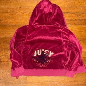 Juicy Couture Kids Velvet Hoodie - Rich Red